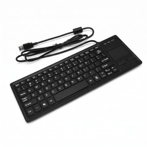Bewinner Mechanische USB-Tastatur mit Kabel, Industrietastatur mit Touchpad, IP68 Wasserdicht, USB-HUB, Ergonomische Computertastatur für Laptop-PC