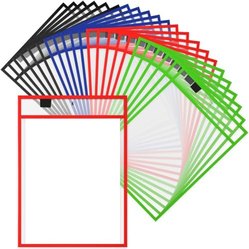 Lapyyne 28-Teiliger Arbeitsnotizenhalter, Wiederverwendbarer Notizhalter, Tasche Aus Kunststoff, Trocken Abwischbare HüLle für Lehrer, BüRo, Organisation E