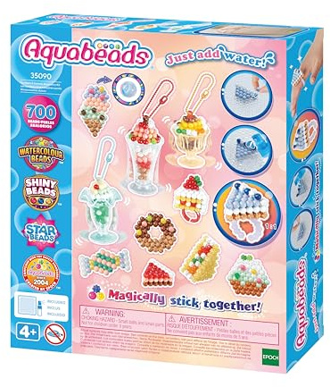 Aquabeads - Mes Sundaes et Accessoires sucrés - Kit de Loisirs créatifs - Activité Manuelle Enfants en Toute autonomie - Coffret de Perles Qui collent avec de l'eau - Jouet Enfant 4 Ans et + - 35090
