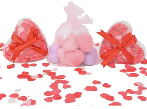 damaloo 3x Romantisches Bade Set - Badekonfetti & Herz Badebomben - Wellnesset für Frauen - Valentinstag Mitbringsel - Badekugel & Konfetti - SPA - Badebomben Herzform für Badewanne - Badepralinen