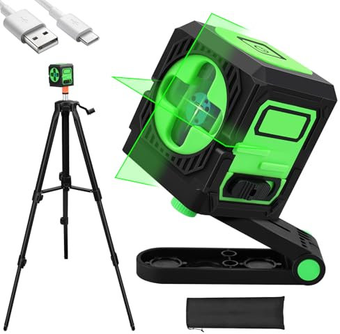 Laser Wasserwaage mit 120cm-Stativ, Lytool Grüner Kreuzlinienlaser Neigungsfunktion, Selbstnivellierend, linienlaser IP54, Type‑C Laden, Profi‑Laser Wasserwaage für Heim‑ und Fachwerkstatt