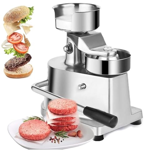 Burger Press Patty Maker, 4/5/6inch Catering Burger Press Commercial Burger Machine Maker Hamburger Beef Patty Maker, Heavy Duty Food-grade Stainless Steel Bowl Kitchen Meat Forming Processor 4-inch