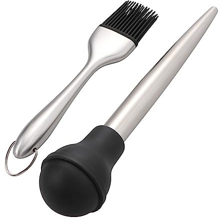 KOCKSHION Set per in Acciaio Inossidabile 304 Pulizia e Pompa per Olio Utensili per Barbecue e Carne 4 Pezzi