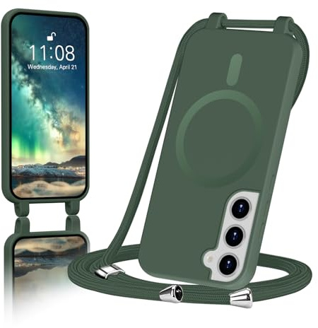 ColasGalys für handykette Samsung Galaxy S22 Hülle mit Band Magnetisch Kompatibel mit Mag Safe für Handyhülle Samsung S22 Hülle mit Band Kratzfest TPU Silikon grün