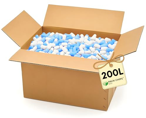 PACK CHIPS bio Verpackungschips Füllmaterial 200 L - Antistatische Polsterchips - Füllmaterial für Pakete - Verpackungsmaterial BIO - 100% Natürlich Abbaubar aus Stärke
