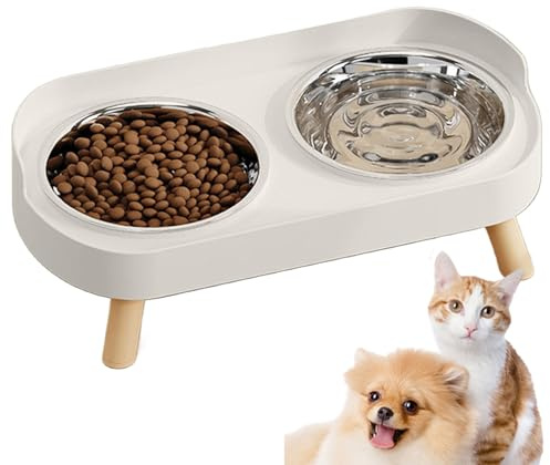 Kattmatskål – kattmatskål i rostfritt stål | Kattunge dricksskålar med upphöjd design, daglig rutinaccessoar, husdjurföräldrar inomhus utomhus lägenhet kontor hem trädgård