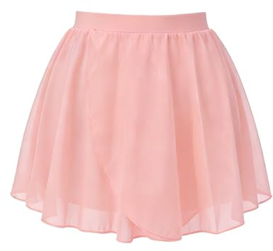 LEHEEYWT Pink Ballet Skirts for Girls Women, Chiffon Ballet Skirt with Elastic Ties, Dance Costume Wrap Skirts (UK, Alpha, One Size, Regular, Regular, S, Pink)