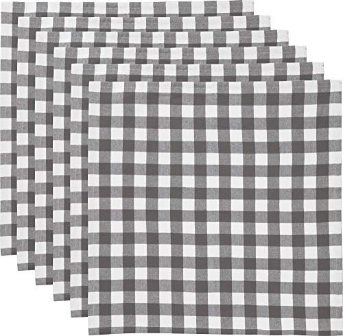 REDBEST Servietten, Stoffserviette 6er- Pack Landhaus karo Nashville grau Größe 50x50 cm - strapazierstark, langlebig, glattes Gewebe, mit Kuvertsaum (weitere Farben)