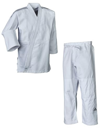 Adidas J650 - Tuta da judo Contest con strisce argentate, bianco, 170