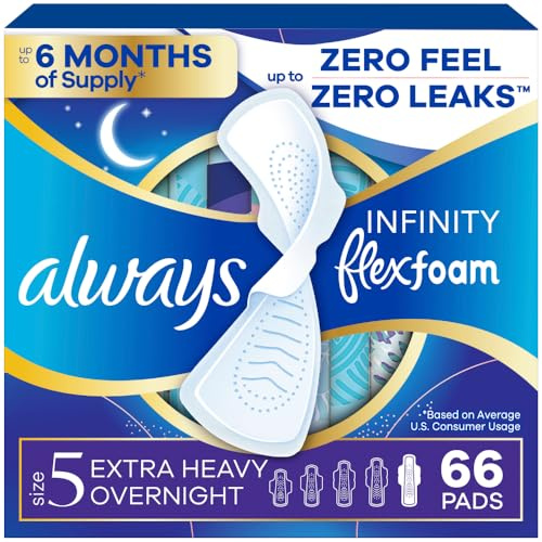 Always Infinity - Compresas femeninas con alas para mujer, tamaño 5, extra súper de noche, sin perfume, 22 unidades (paquete de 3)