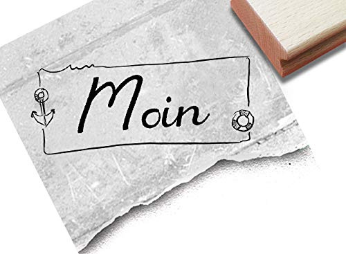 Stempel Textstempel MOIN in Handschrift - Schriftstempel Maritimer Gruß Norden Hamburg Begrüßung Karten Geschenk Scrapbook Deko - zAcheR-fineT
