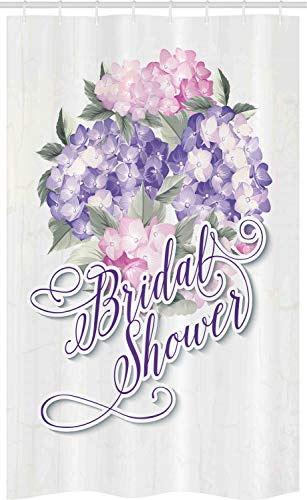ABAKUHAUS Douche Nuptiale Rideau de Douche Stalle, Shabby Hortensias, Ensemble de Salle de Bain en Tissu en Crochets, 120 x 180 cm, Pourpre et Rose pâle