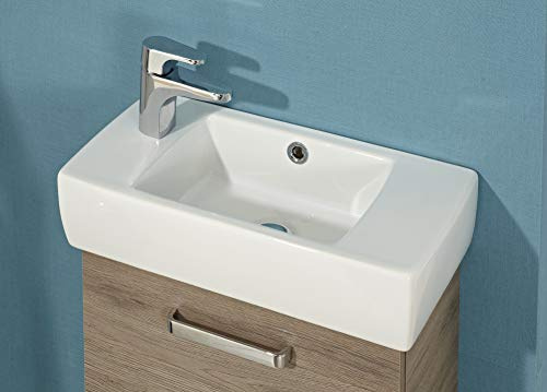 Pelipal Waschtischunterschrank Quickset 313 mit Keramik-Waschtisch in San Remo eiche terra Quer Nachbildung, 45 cm breit | Waschplatz mit 1 Tür