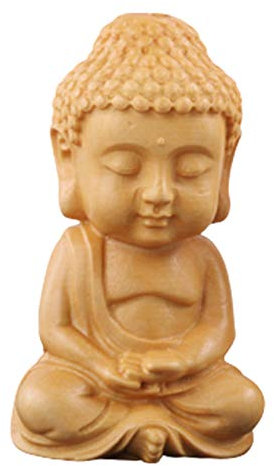 YSTJKD Santo Buddha Legno Piccola Buddha Intagliato a Mano Statua del Buddha di Meditazione Buddha Figure Scultura Decorazione Pregando La Statua del Buddha Decorazione d'Interni per La Casa 1 PCS