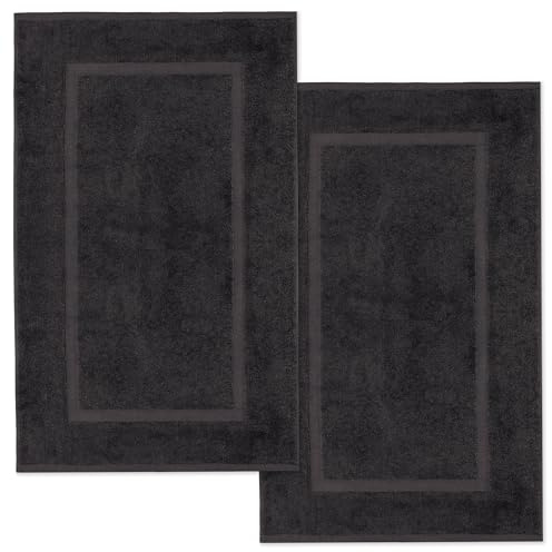 Lavea® 2 Tappetini Bagno 50x80 cm in 100% Cotone – Tappeti Bagno Assorbenti e Lavabili – Ideali come Tappeto Bagno o Tappetino Doccia – Nero