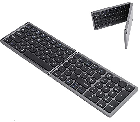 VBESTLIFE Faltbare Bluetooth-Tastatur, Ultradünne Drahtlose Tastatur mit Unabhängiger Zehnertastatur für Smartphone/Tablet, Unterstützung für IOS/für Android/für Windows(Grau)