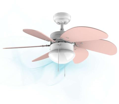 Cecotec Ventilador de techo EnergySilence 3600 Vision Nude. 50 W, Diámetro 91 x 37 cm, Lámpara, 3 Velocidades, 6 Aspas reversibles, Función Verano/Invierno, Interruptor de Cadena, Blanco/Nude