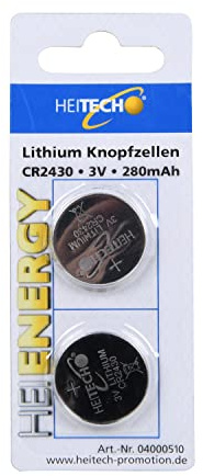 HEITECH 2er Pack CR2430 Lithium Knopfzellen Batterie - 3V Knopfbatterien auslaufsicher & mit Langer Haltbarkeit