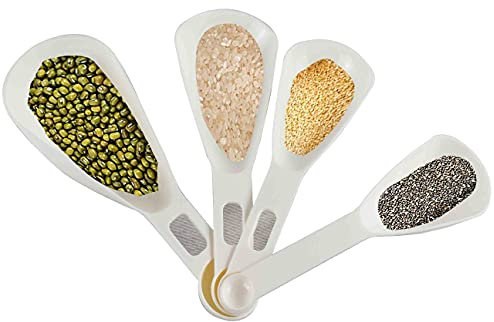 4 Piezas Medidor de cocina, Cuchara medidora, Pala de Hielo de Plástico Multifuncional Cuchara Medidora de Pala de Comida Diseño Anidación, Cuchara Medidora Grande para Harina, Cereales o Pienso