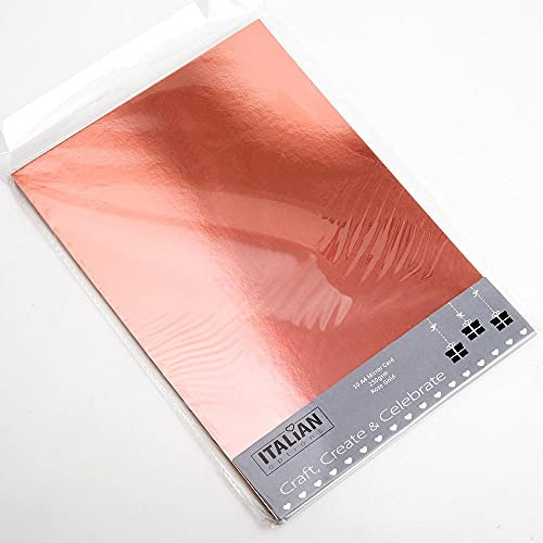 Italian Options 250GSM Mirror Card Craft Paper 10 Sheets, A4 Size, Rose Gold