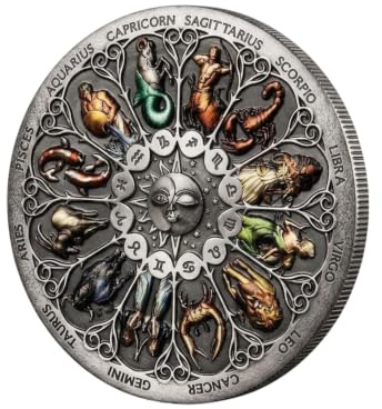 Eillwin 12 Signs of Zodiac Constellation Astrology Commemorative Coin | Antique Style Horoscope Collector Souvenir Keepsake