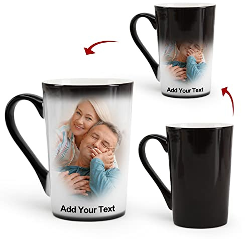 Personalised Mug with Photo and Text, Custom Coffee Mugs 12oz, Customised Heat Color Changing Cup is a Funny Gifts for Christmas, Child, Lover, Father and Mother.