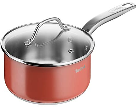 Tefal Sensation B9232404 Saucepan 18 cm (2.1 L) + Glass Lid, Premium Stainless Steel, Pouring Edges, Internal Graduations, Induction, Oven Safe