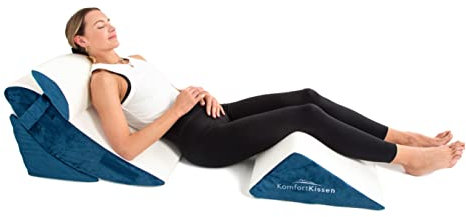 MKS Keilkissen 4-teiliges Ergonomisch Kissen-Set | 12 in 1-Multifunktionsdesign mit Ebnehmbarem & Waschbarem Bezug zum Schlafen und Lesen