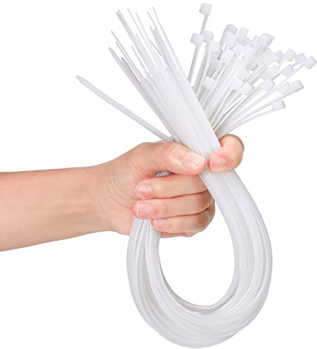 50 Stück Schwerlast Kabelbinder - Stark, Groß, Industriell Robust für Markisen, Äste, Getreide, Wasserleitungen (Weiß, 17,7 x 0,2 x 0,01 Zoll)