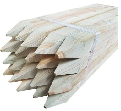 4ft x 10 Fence Post Garden Square Tree Stakes Tanalised Treated Timber Fence Posts 45mm x 45mm Planed All Round Wooden Stakes Durable Outdoor Garden Fencing Supports Pressure Treated Timber Posts