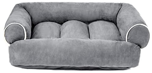 TUPMITUPO Hunde Bett Katzenbett Hundebett Flauschig Veloursleder, Samt, Haustier, Hundesofa, Hundebett, Groß, Mittelgroß Und Klein, Hundehütte, Katzenstreu, Hellgrau, 2xl90x65x27(cm)