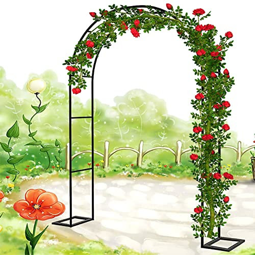 LYAH Rose Arch Outdoor Garden Arch Trellis Archway Support For Climbing Plants, Black Sturdy Metal Arches Arbor Pergola Wedding Party Decorations (Size : 200x230x40CM)