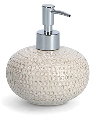Zeller 18933 tvåldispenser naturlig struktur, stengods, beige, ca Ø 11,8 x 13,7 cm