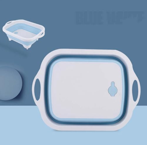 Tabla Cocina – Tabla de Cortar con Escurridor para Lavar y Picar Alimentos – Multifuncional - Barreño Plegable – Fregadero Camping – Palangana Plegable
