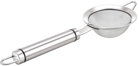 Adjaso Colador de malla fina de acero inoxidable 304 para cocina, colador-skimmer con asa, tamices de metal