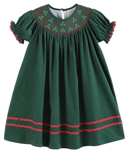 Lil cactus Green Mistletoe Christmas Smocked Bishop Dress, 18-24 Months