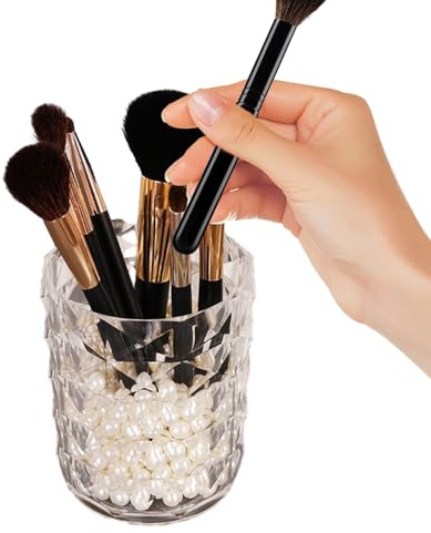 Clear Makeup Brush Organizer,Mugghållare för sminkborste - Transparent pennhållare Utsökt konsistens Kosmetisk borste Organizer Cup Lätt lyx stil flicka present Decorhome