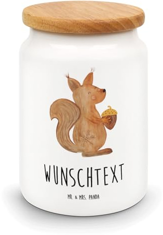 Mr. & Mrs. Panda Keksdose personalisiert Eichhörnchen Weihnachten - Personalisierte Geschenke, Frohe, Vogel, Weihnachtsgruß, Dose, Personalisierbare, Wintermotiv, mit Namen, Kaffeedose, Guten Rutsch