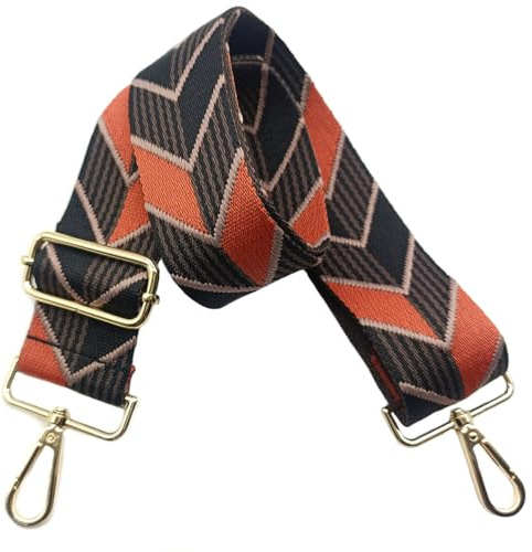 5cm Taschengurte Breit Taschengurte zum Wechseln, Verstellbarer Schultergurt für Tasche mit Goldener Karabiner Schulterriemen, Umhängegurt fur Damen Handtaschen Crossbody DIY Zubehör (Schwarz/Orange)