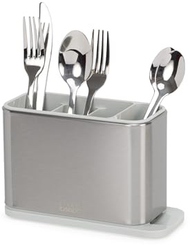 Joseph Joseph Surface Besteckkasten, Aufbewahrung von Spülbecken, Besteck- und Küchenutensilienhalter mit Abtropfbehälter, Rostfreier Stahl
