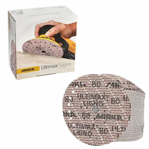 Mirka Schleifscheiben Ultimax Ligno Ø 150 mm Korn 80 Klett Multifit | Multi-Lochung für optimale Staubabsaugung ideal für Holzoberflächen hohe Schleifleistung und lange Lebensdauer