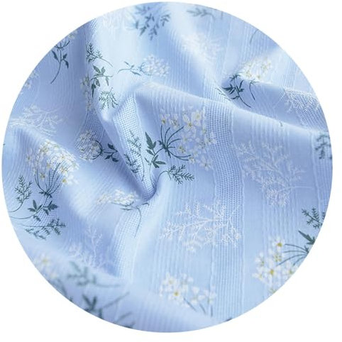 DTREEL Jacquard Strickstoff, 4 Farben 100% Baumwolle Stoff mit Blumendruck, Japanisches Kleid, Tischdecke, Vorhang Nähstoff, Breite 150 cm, Meterware,FZ04-10m