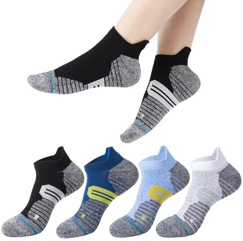 Utensilsto 4 Pares Calcetines Compresión 15 mmHg Antideslizantes para Hombre y Mujer, Negro, Azul Marino, Azul, Blanco, Talla 35-39 (Mujer), 40-44 (Hombre)