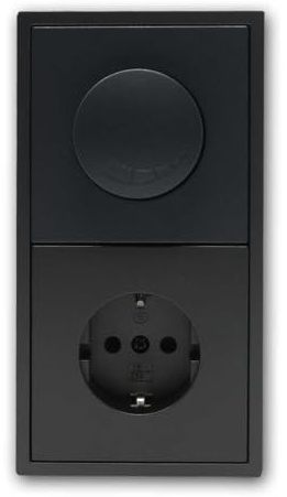 SHALLOW Kombination aus LED-Dimmer und Steckdose, anthrazit, mit 2-fach Rahmen, 152x80x35mm, minimalistisches Design, passend für Hohlwanddosen