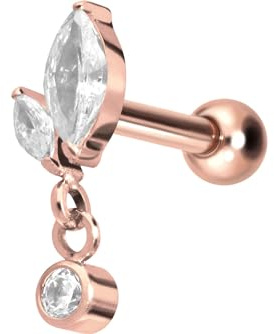 PIERCINGLINE 3 tlg. Titan Ohrpiercing mit Innengewinde KNOSPE + KRISTALL Piercing Nase Ohr Helix Tragus Farb & Größenauswahl