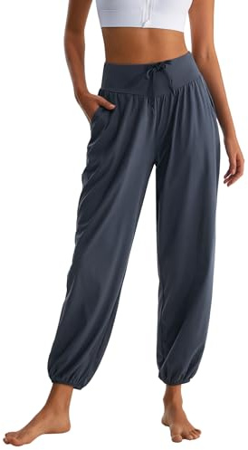 HomyComy Donna Yoga Joggers Pant Vita Alta Pilates Workout Pant Flowy Pantaloni Felpati Sciolti con Tasche XL