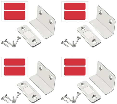 Türmagnet Magnetschnäpper, 4 Stück, Für Schranktüren Und Schubladen | Rostfreier Edelstahl, 4mm Ultradünnes Design, Klebe- Oder Schraubmontage, Starker Magnetverschluss Schrank