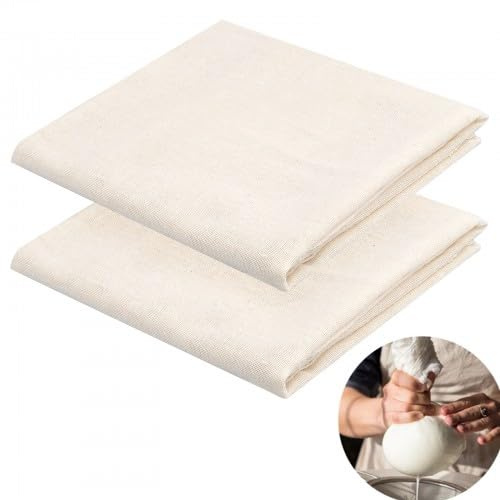 2 Stück Käsetuch und Passiertuch 60x60cm - Premium Abseihtuch und Leinentuch, Wiederverwendbares Cheesecloth, Ideal für Küche, Käseherstellung, Sieben und Backen