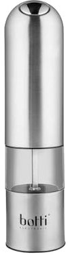 Botti Pollini Macinapepe Elettrico in Acciaio Inossidabile per Sale o Pepe | Grano di Macinatura Regolabile | Facile da Usare con Pressione di Pulsante | Illuminazione LED Pratica