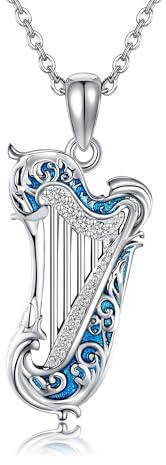 DAYLINLOVE Musik Halskette S925 Sterling Silber Violine/Harfe/Kalimba/Musiknote/Klavier Anhänger Halskette Musik Schmuck Geschenke für Frauen Männer Musikliebhaber